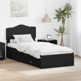 Cumpara ieftin Cadru de pat cu sertar Negru 100 x 200 cm Lemn prelucrat