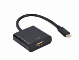 ADAPTOR video GEMBIRD, adaptor USB-C Type-C (T) la HDMI (M), 15cm, rezolutie maxima 4K (3840 x 2160) la 30Hz, negru, &quot;A-CM-HDMIF-03&quot; (timbru verde 0.1