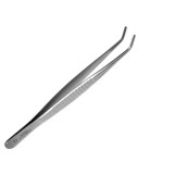 Penseta cu varf curb din otel inoxidabil, antimagnetica, pentru inserat ata, AKTION