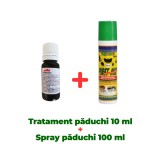 Antiparazitar extern, păduchi, căpuşe, pentru păsări Dergall 10 ml + Spray insecticid păduchi găini, Piret Mix spray 200 ml