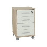 Cumpara ieftin Comoda, 4 sertare, pal stejar sonoma alb, Johan, 39x40.5x61.5 cm