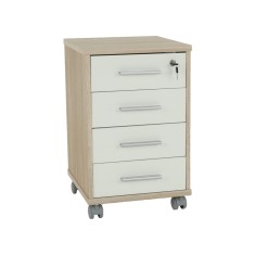 Comoda, 4 sertare, pal stejar sonoma alb, Johan, 39x40.5x61.5 cm