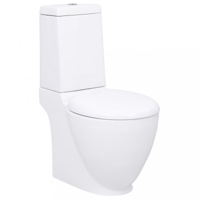 vidaXL Vas WC toaletă de baie, alb, ceramică, rotund, flux inferior foto