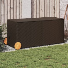 vidaXL Ladă depozitare de grădină cu roți, maro, 283 L, poliratan 365317