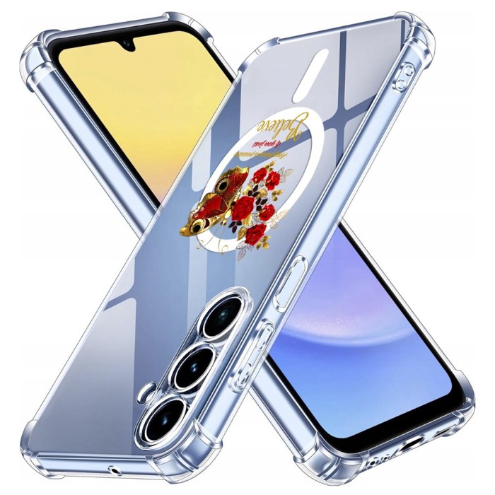 Husa antisoc pentru samsung galaxy a16 - airbag tpu, col&Egrave;uri ranforsate- butterfly rosu