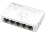 Switch Fast Ethernet albă 150m QOLTEC - Kit cu cablu DC și alimentator