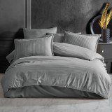 Lenjerie de pat pentru 2 persoane XXL, Bumbac Damasc 100%, 4 piese, Cearceaf pat 240x260, Cearceaf pilota 200x230, Fete de perne 50x70 x 2, gri Relax