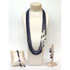 Set Bijuterii Armonia: Agat Albastru, Perle de Cultura, Argint 925 Placat Aur Roz - Colier, Bratara, Cercei - Handmade Made in Italy