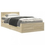 Cumpara ieftin Cadru de pat cu tablie, stejar sonoma, 90x200 cm lemn prelucrat