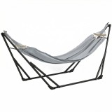 Outsunny Suport cu Hamac Pliabil din Oțel, 2 &icirc;n 1 pentru Hamac sau Scaun Suspendat, Sac de Transport Inclus 268x89x100cm Gri | Aosom Romania
