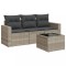 Set canapea de gradina cu perne, 4 piese, gri deschis poliratan