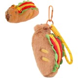 Geantă monede &icirc;n formă de hamburger cu capibara, breloc, plic pufos cu porumbel, pandantiv, figurină animalieră drăguță, plic, jucărie pufos, breloc,