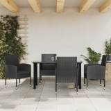 vidaXL Set mobilier de grădină, 5 piese, negru, poliratan și oțel 3203346