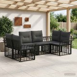 Cumpara ieftin Set de canapele de exterior 6 buc. Negru si Gri inchis