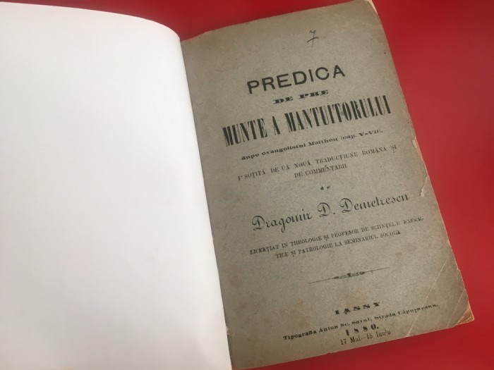 Prof. Dragomir Demetrescu, Predica de Pre Munte a M&acirc;ntuitorului IASSY 1880
