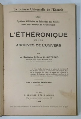 DEDICATIA CAPITANULUI STEFAN CRISTESCU PE VOLUMUL &amp;#039; L &amp;#039;ETHERONIQUE ET LES ARCHIVES DE L &amp;#039;UNIVERS &amp;#039; , 1928 foto