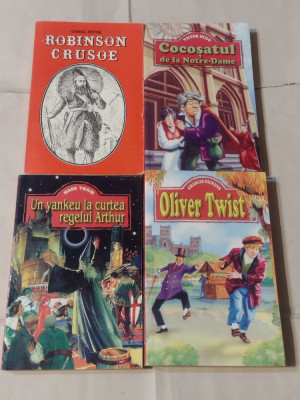 LOT 4 CARTI PT.COPII~ROBINSON CRUSOE+COCOSATUL DE LA NOTRE-DAME+OLIVER TWIST... foto