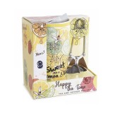 Cumpara ieftin Set cana portelan multicolor, infuzor otel ceai, pliculet ceai in cutie cadou &Oslash; 8,5 cm x 13,5 H, 13,5 H, 450 ml