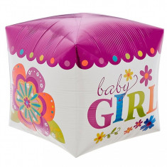 Balon Cubez 3D Baby Girl din folie 38 x 38 cm foto