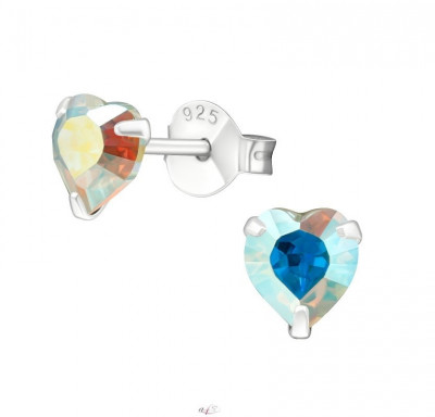 Cercei argint, in forma de inima cu cristale Swarovski Aurora Boreala, A4S24394-3 foto