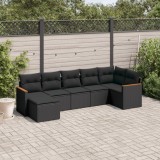 Cumpara ieftin Set canapele de grădină cu perne, 7 piese, negru, poliratan
