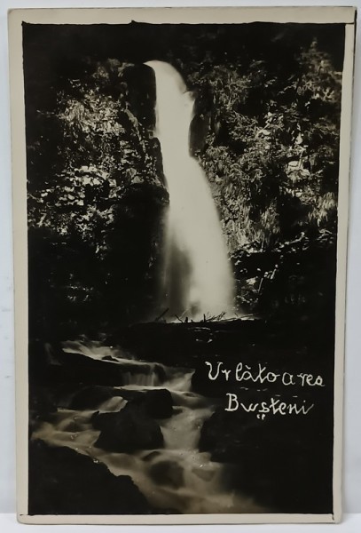 CASCADA &#039; URLATOAREA &#039; , BUSTENI , FOTOGRAFIE TIP CARTE POSTALA , INTERBELICA
