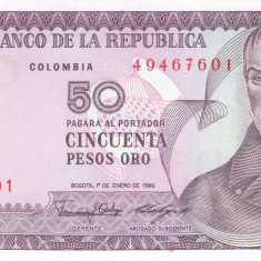 Bancnota Columbia 50 Pesos Oro 1986 - P425b UNC