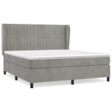 Cumpara ieftin Pat box spring cu saltea, gri deschis, 180x200 cm, catifea
