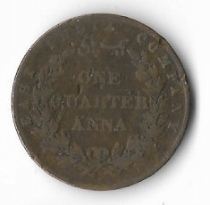 Moneda one quarter anna 1858, cu eroare pe cifra &amp;quot;5&amp;quot; - East India Company foto