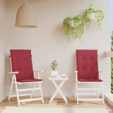 VidaXL Perne scaun cu spătar &icirc;nalt, 2 buc., roșu, 120x50x3 cm, textil