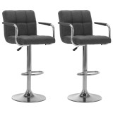VidaXL Scaune de bar, 2 buc., gri &icirc;nchis, material textil