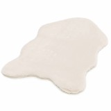 Covor Premium Belgian Model LOP 050 Shapes, Imitatie Blana Iepure, Crem, Marime 50 x 80 cm, Lungime Fir 23 mm, Poliester, Antialergic, Living, Dormito