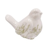 Cumpara ieftin Figurina Pasare ceramica alba verde 20 x 10,5 x 14 cm