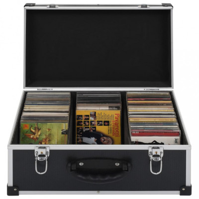 vidaXL Casetă pentru 80 CD-uri, aluminiu, ABS, negru foto