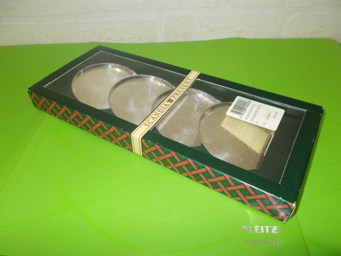 Set de 4 SUPORTURI Scandia Present pentru PAHARE , placate cu ARGINT , Suedia
