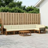 vidaXL Set de canapele de exterior cu pernă 7 pcs Natural și Crem 3382623