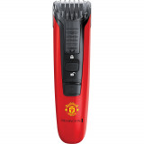 Aparat de tuns barba Remington Beard Boss Manchester United Edition MB4128, Acumulator, Lame CaptureTrim, Negru/Rosu