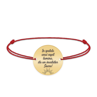 Bratara cu snur pentru profesori educatori - charm personalizat din argint 925 placat cu aur 24K foto
