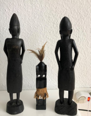 3 Statuie din abanos de provenien?a africana 36cm foto