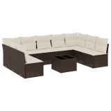 Cumpara ieftin Set canapele de gradina cu perne, 10 piese, maro, poliratan