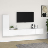 VidaXL Set comodă TV, 3 piese, alb, lemn prelucrat