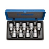 Capete chei tubulare, profil torx exterior, Unior 603657, 20 - 60 mm, 1/2 inch, set 9 bucati