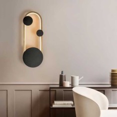 Aplica LED, 15W, cercuri negre, culoare auriu si negru, inaltime 40CM, lumina calda/neutra/rece