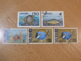 Lot 5 Timbre Vechi Tanzania - Pesti Exotici, Peste Leu, Peste Fluture -A94, Stampilat