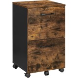VASAGLE Dulap birou tip rollbox cu 2 sertare pentru documente A4, cu roti, stil industrial, 42x40x70 cm, maro rustic Household NewTrend