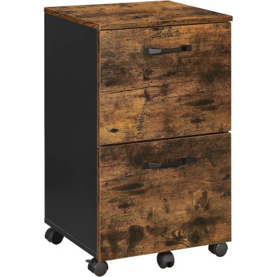 VASAGLE Dulap birou tip rollbox cu 2 sertare pentru documente A4, cu roti, stil industrial, 42x40x70 cm, maro rustic Household NewTrend foto