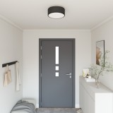 Lustra vidaXL, Negru, Montaj Incastrat, &Oslash;30cm, Textil, E27, Interior, Rotunda, Metal
