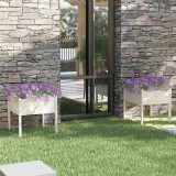 Cumpara ieftin Jardiniere de grădină, 2 buc., alb, 70x70x70 cm, lemn masiv pin