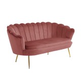 Cumpara ieftin Canapea catifea roz auriu Noblin 160x76x77 cm
