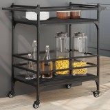 Gossi carucior de bucatarie, negru, 82x40x78,5 cm, lemn prelucrat